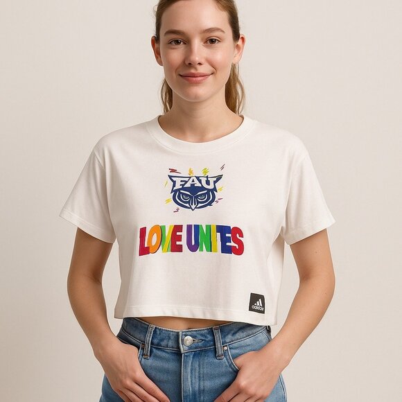 Adidas FAU Love Unites Crop Top Women’s Size L – Florida Atlantic University Pri - Picture 6 of 6